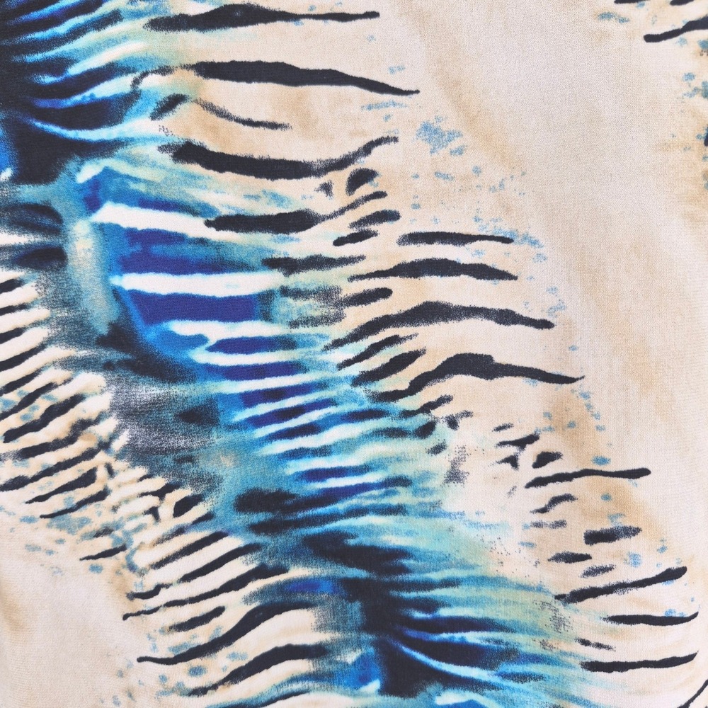 Chico's Travelers 0 Small Blue Abstract Animal Print Tunic Asymmetrical Hem Top - Picture 6 of 13